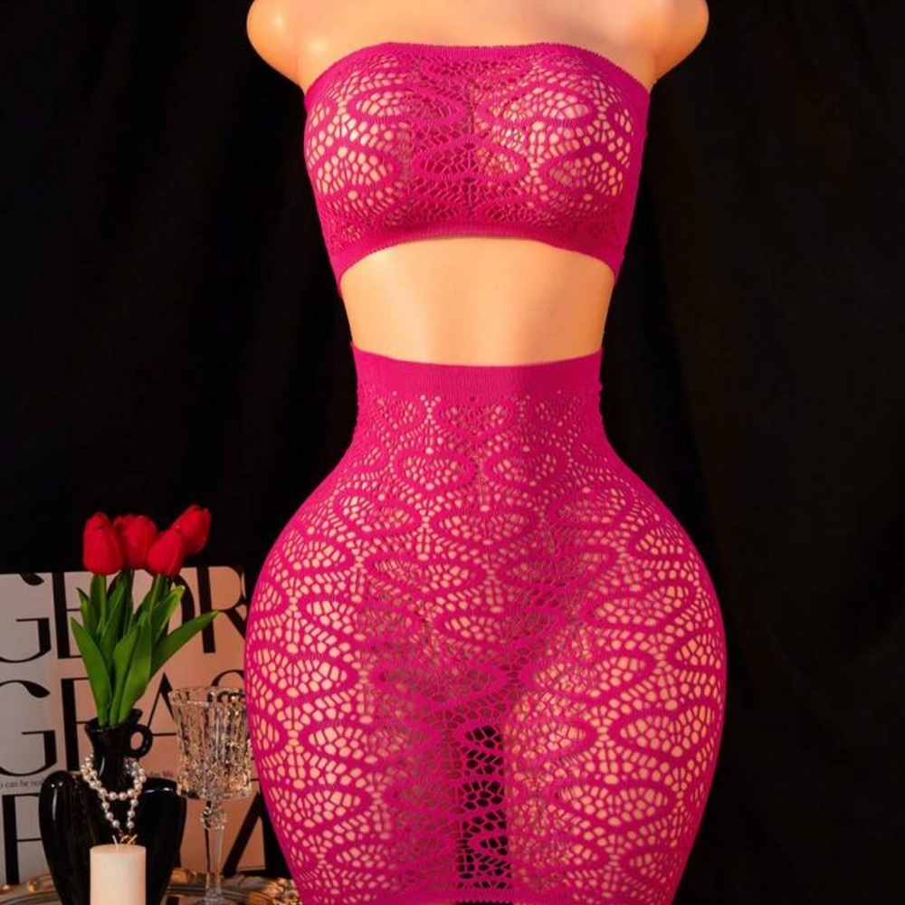 Pink Lace Two-Piece Set